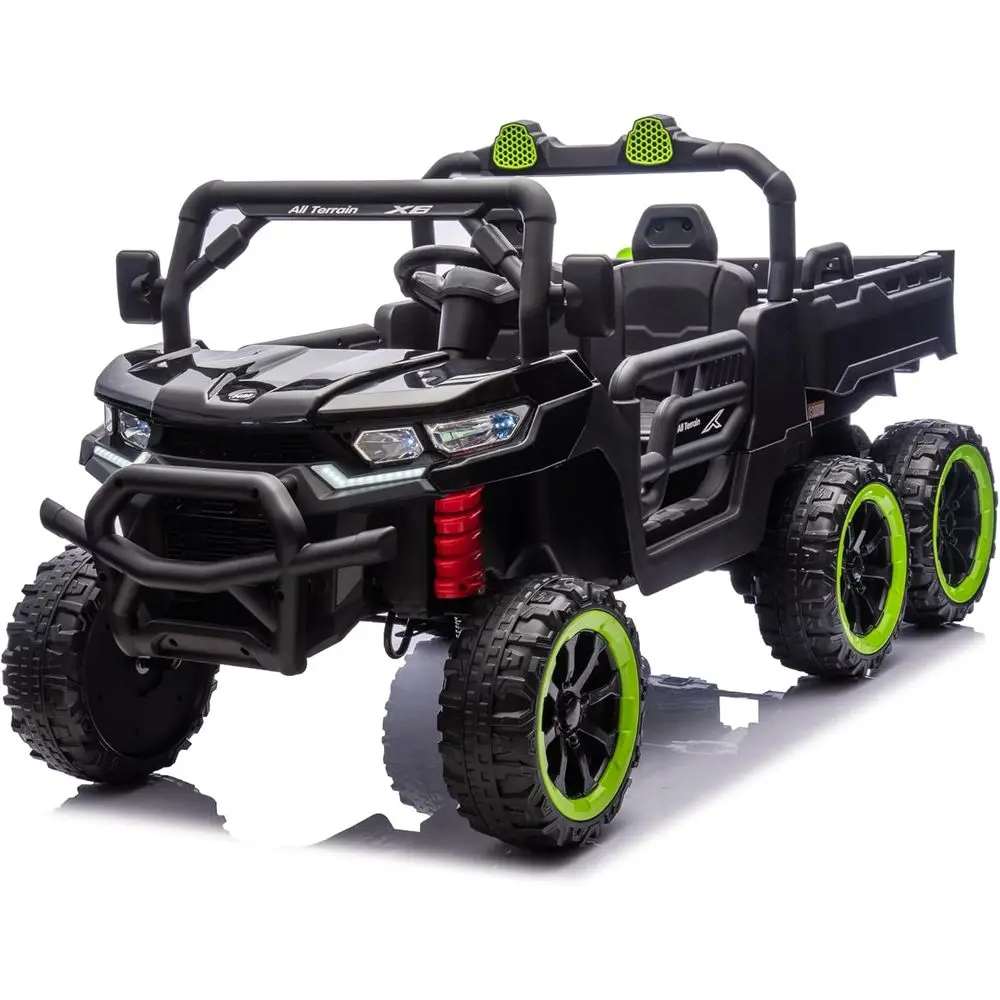 24V UTV 2-Sitzer-Muldenkipper mit Fernbedienung, elektrisches Muldenkipper, 4WD Power Ride on Truck Cars 6x6 Räder, Musik, Aufbewahrungsbox