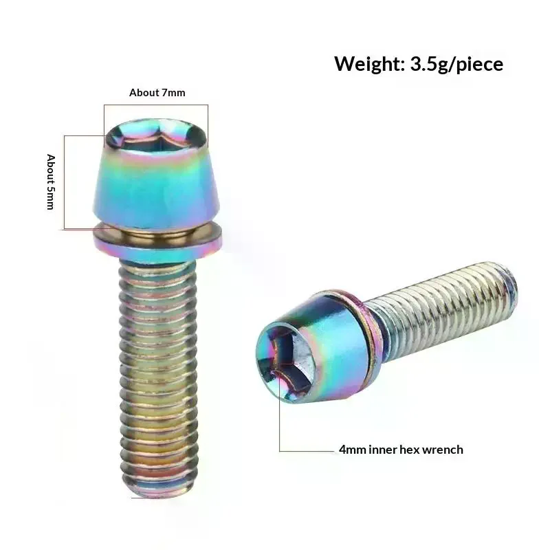 

6Pcs/set Bicycle Handlebar Screws M5*18MM Titanium-plated Colorful Steel Road Bike Handle Bar Stem Riser Bottle Holder Bolts