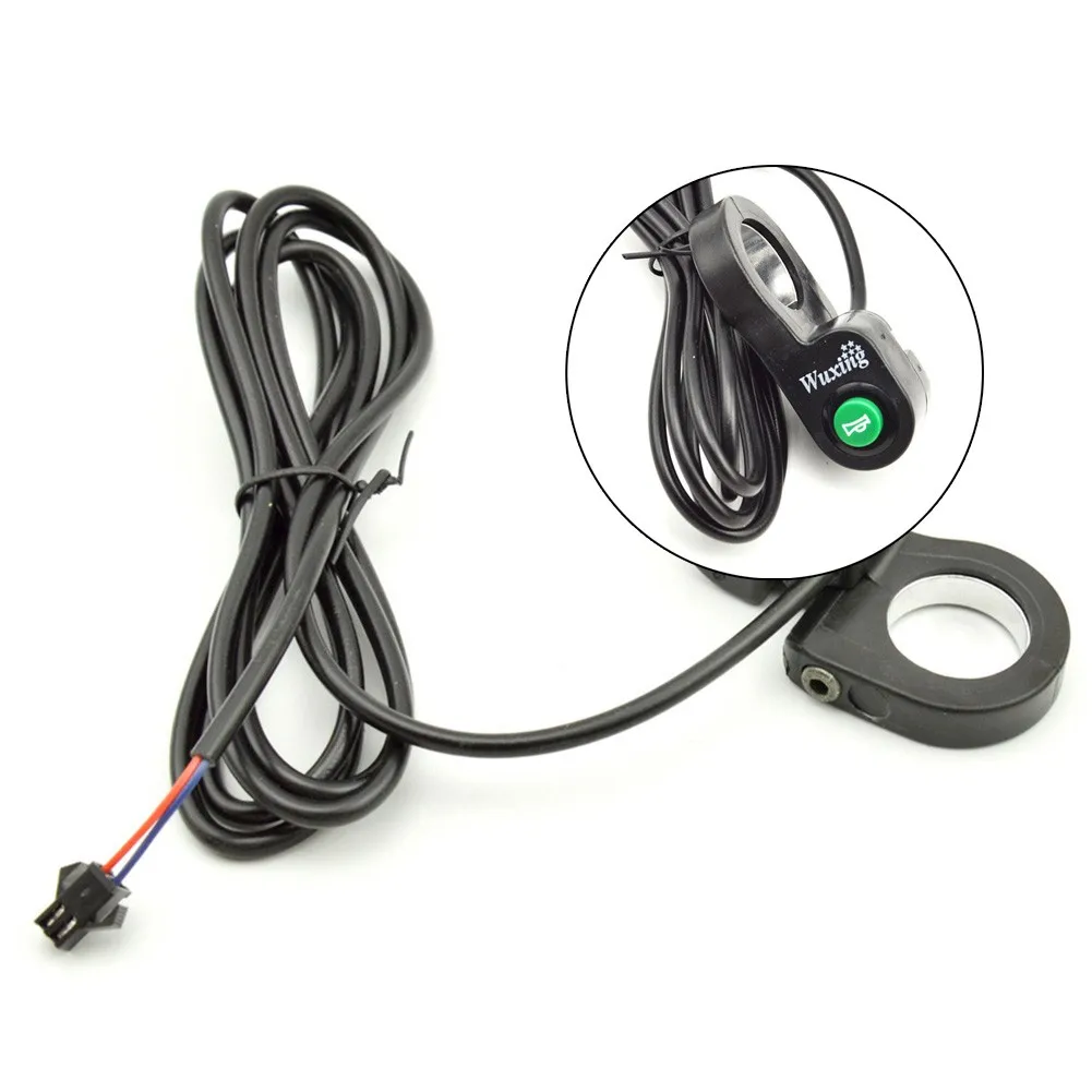 1 Pc Bike Horn Button Handlebar Switch ABS Plastic Shell Black Copper Wire For Electric Bike Green Momentary 22mm