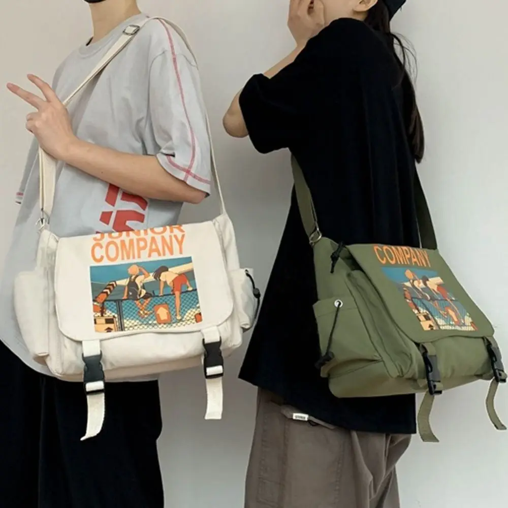 

Простая квадратная мужская сумка через плечо с принтом, нейлоновая сумка на плечо с несколькими карманами, многофункциональная сумка-мессенджер для пешего туризма