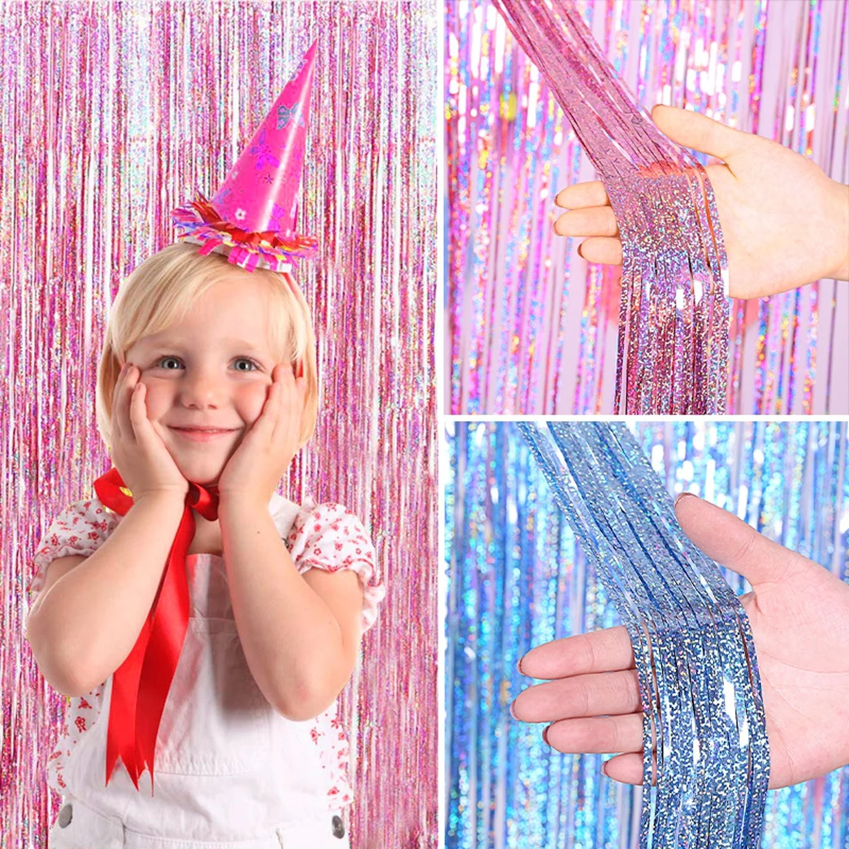 Backdrop Fornite Rain For Photo Zone Birthday Decoration Wedding Decor Christmas Tinsel Glitter Foil Backdrop Party Curtain