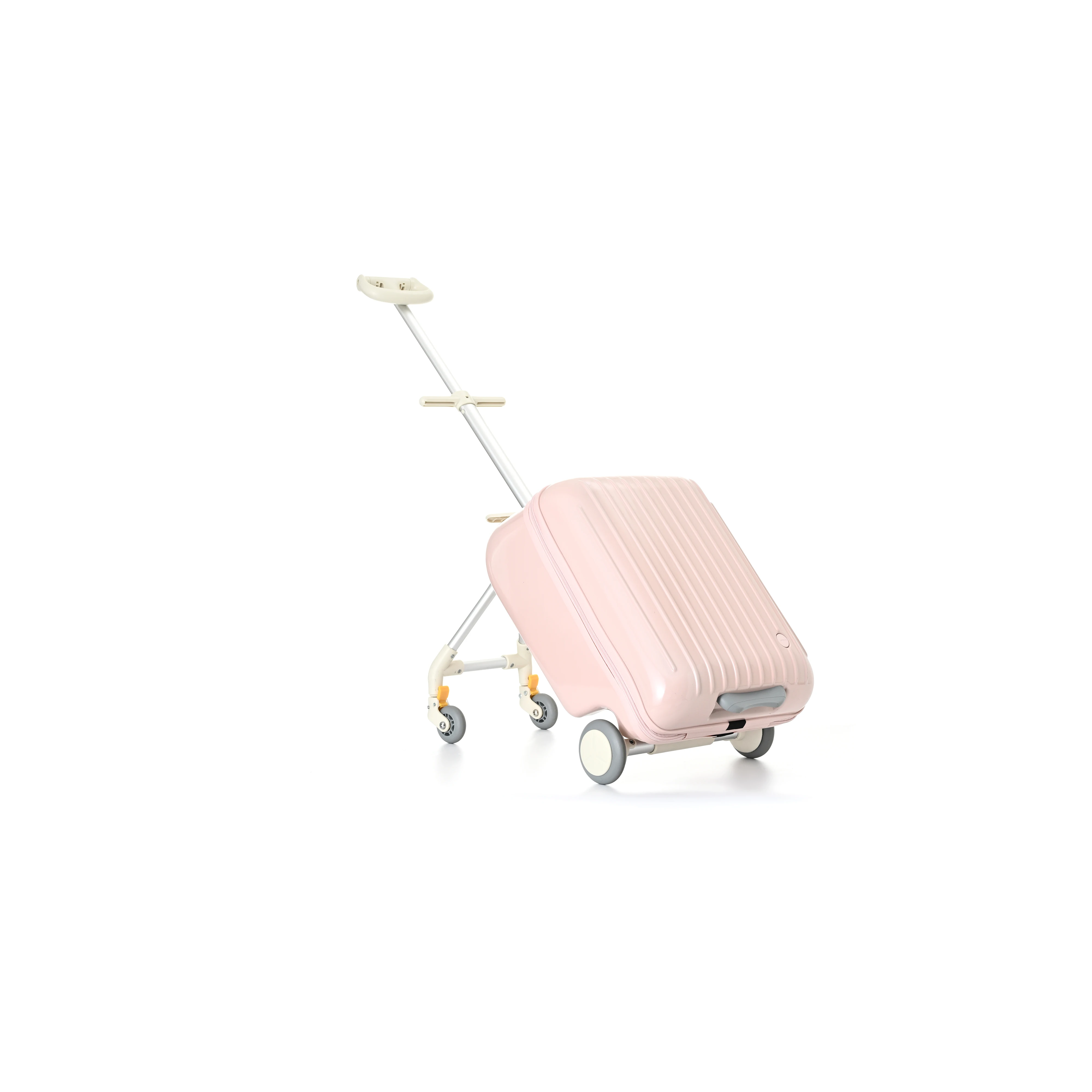 Bunnyfly Children Rideable Luggage Pink Detachable Stroller Trolley Case Toddler Hard Shell Carry On Travel Boarding Suitcase