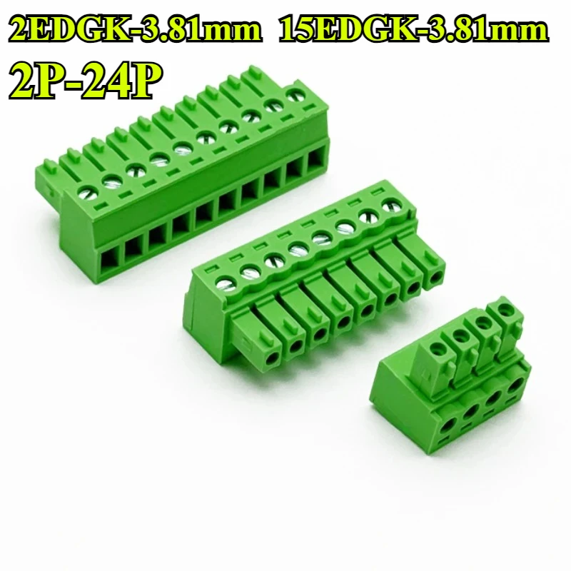 

2EDGK-3.81mm Plug-In Terminal Block Solderless 15EDGK 3.81mm Plugs Pin Headers 2P/3P/4P/5P/6P/7P/8P/9P/10P/11P/12P/13P/14P-24P