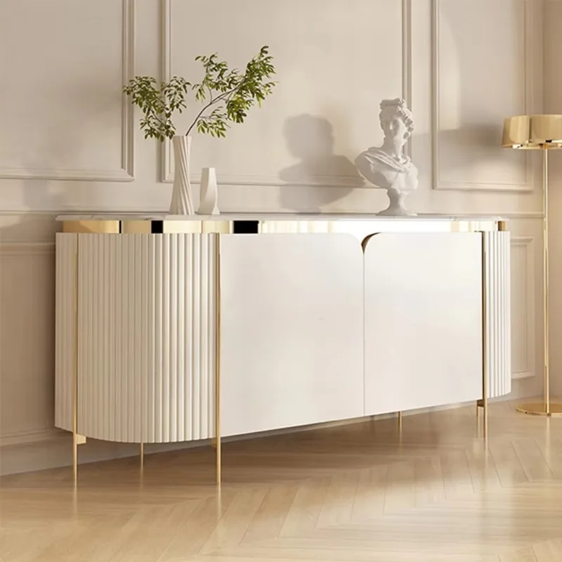 

Modern Deluxe Solid Wood Buffet White Storage Sideboard