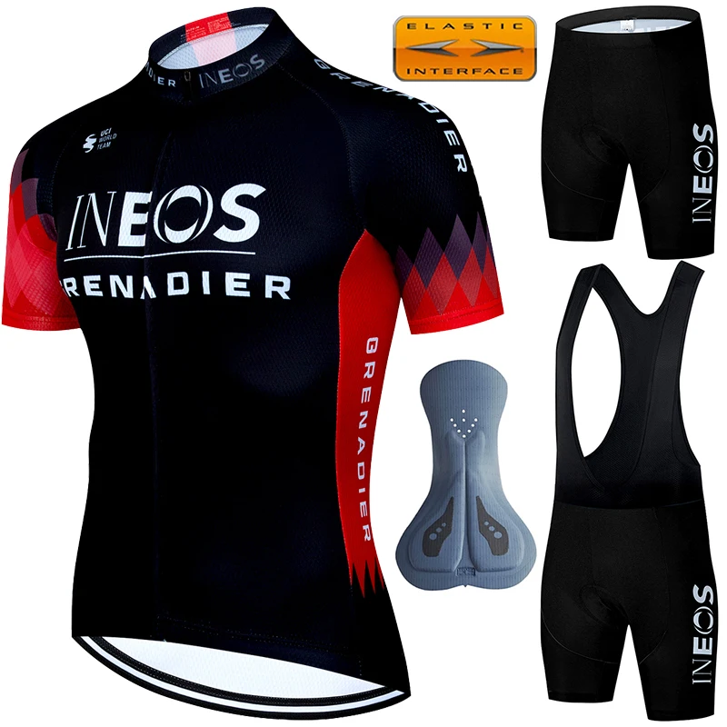 

INEOS Men's Cycling Jacket Pants Gel Bib Bicycle Clothing Tricuta Man Male Set Laser Cut Mtb Jersey Maillot Complete 2024 Blouse