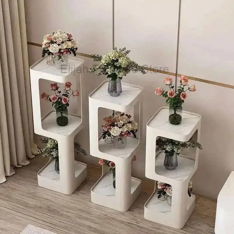 

Fashion Plant Shelf Tiered Metal Art Luxury Wedding Decoration Plant Display Shelf Modern Design Planten Rek Balcony Furniture