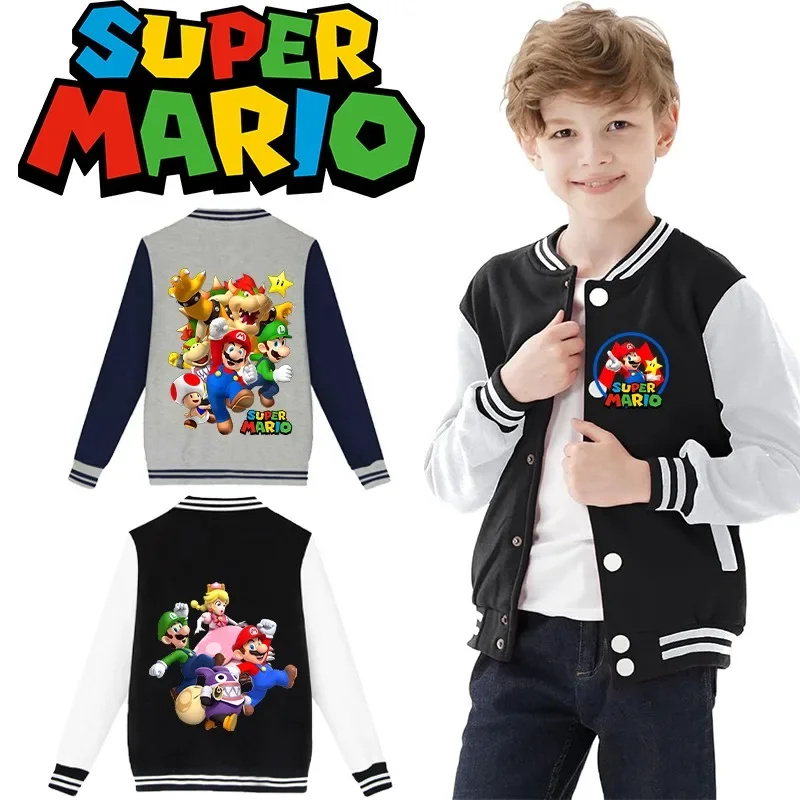 Super Mario Bros Kids Jackets Luigi Boys Clothes Girls Coat Cartoon Game Character Graphic Print Jacket Keep Warm Comfortable