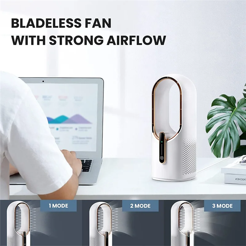 Desk Fan Bladeless, Office Fan Small Cooling Fan Portable Silent Fan Type-C Charging for Office, Living Room, Bedroom