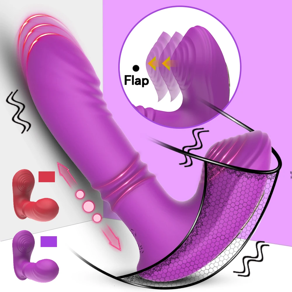 Wearable Tapping Telescopic Vibrator, 10 mode Silicone G Spot massage Imitating Penis Sex Toys For Women And Couples