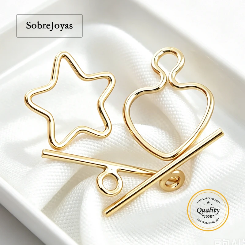 

14K Gold Filled Star Toggle Set Heart Charm 10MM Gold Pendant DIY Jewelry Findings for Necklace Accessories