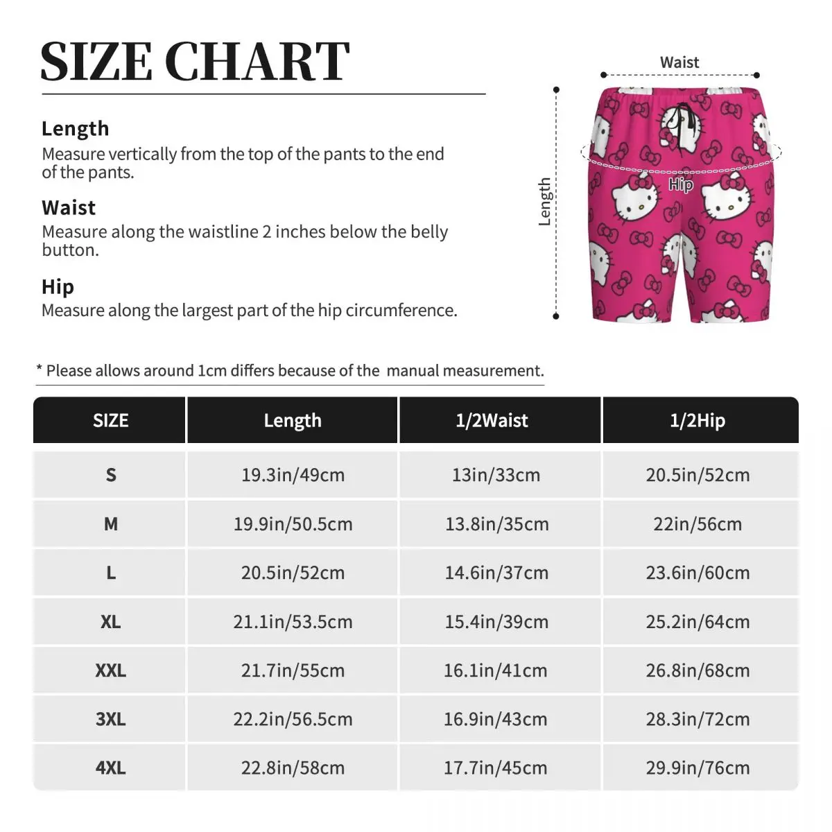 Aangepaste Roze Strik Geanimeerde Anime Hello Kitty Pyjama Broek Mannen Lounge Slaap Short Stretch Nachtkleding Pjs Met Zakken