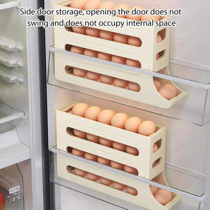 Rolling Egg Storage 4 Tier Refrigerator Egg Storage Organize and Store up to 30 Eggs  Box Space-Saving Roll Down Eggs Dispenser