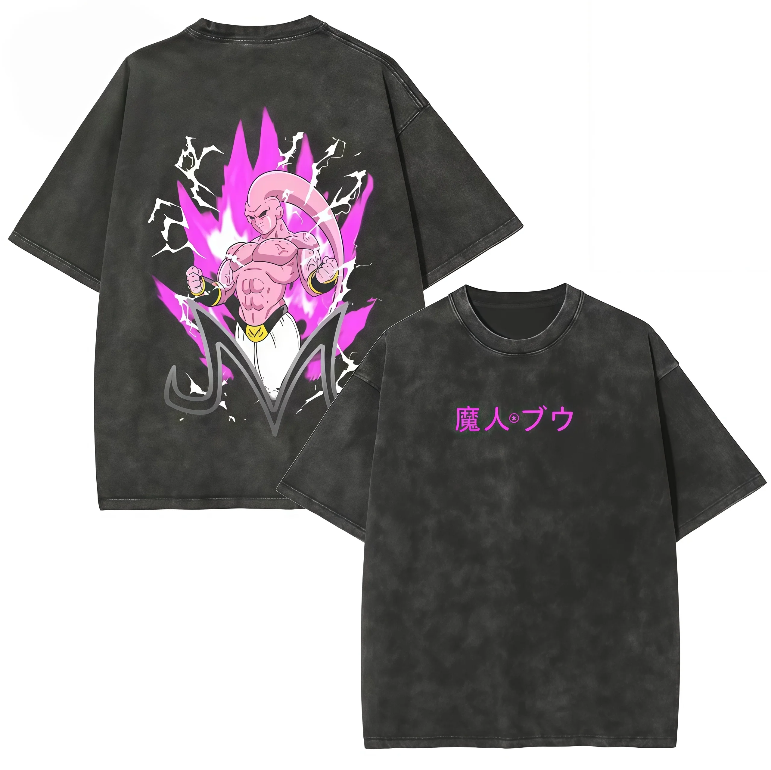 

Винтажная черная футболка с принтом Dragon Ball Z Majin Buu, 100% хлопок, с круглым вырезом, повседневная, оверсайз, с коротким рукавом, для мужчин и женщин