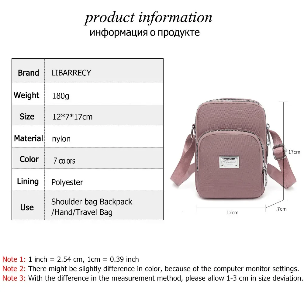 محفظة الهاتف Crossbody الخفيفة للنساء ، بلون ، مقاوم للماء ، النايلون ، حقيبة الكتف الصغيرة ، عادية ، متعددة سستة حقيبة يد ، مخلب ، جديد