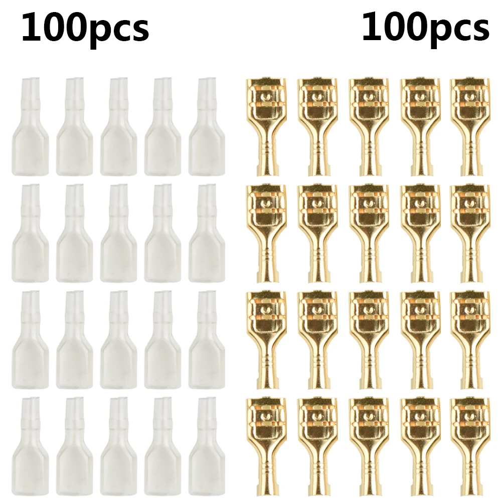 Trustworthy 200pcs Female Spade Insulated Wire Connectors Suitable for 6 3mm Terminals Provides Reliable and Strong Connections