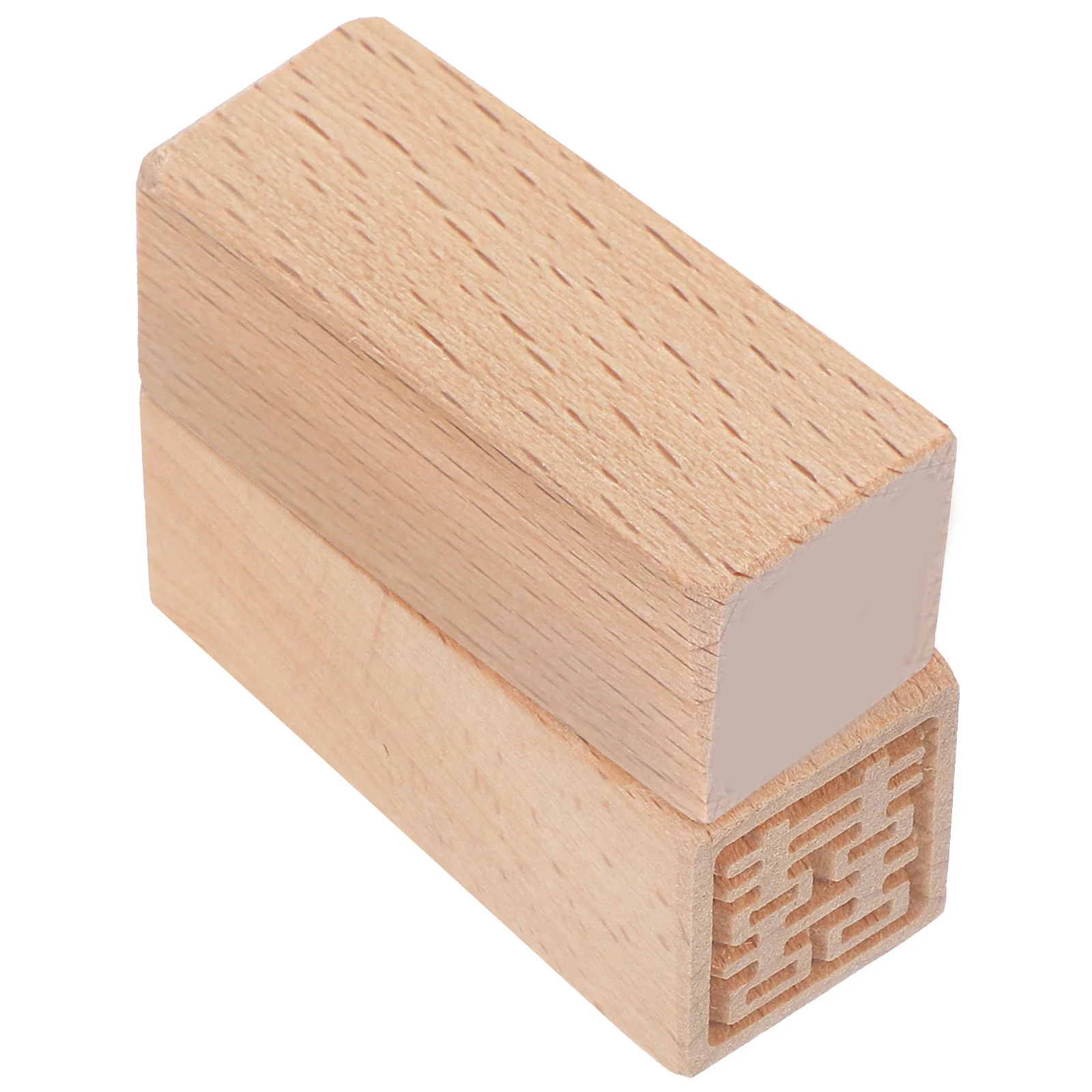2Pcs Wooden Seal Set Creative Square Pattern Lightweight Eco Friendly for DIY Scrapbooking Handmade Cards Invitations