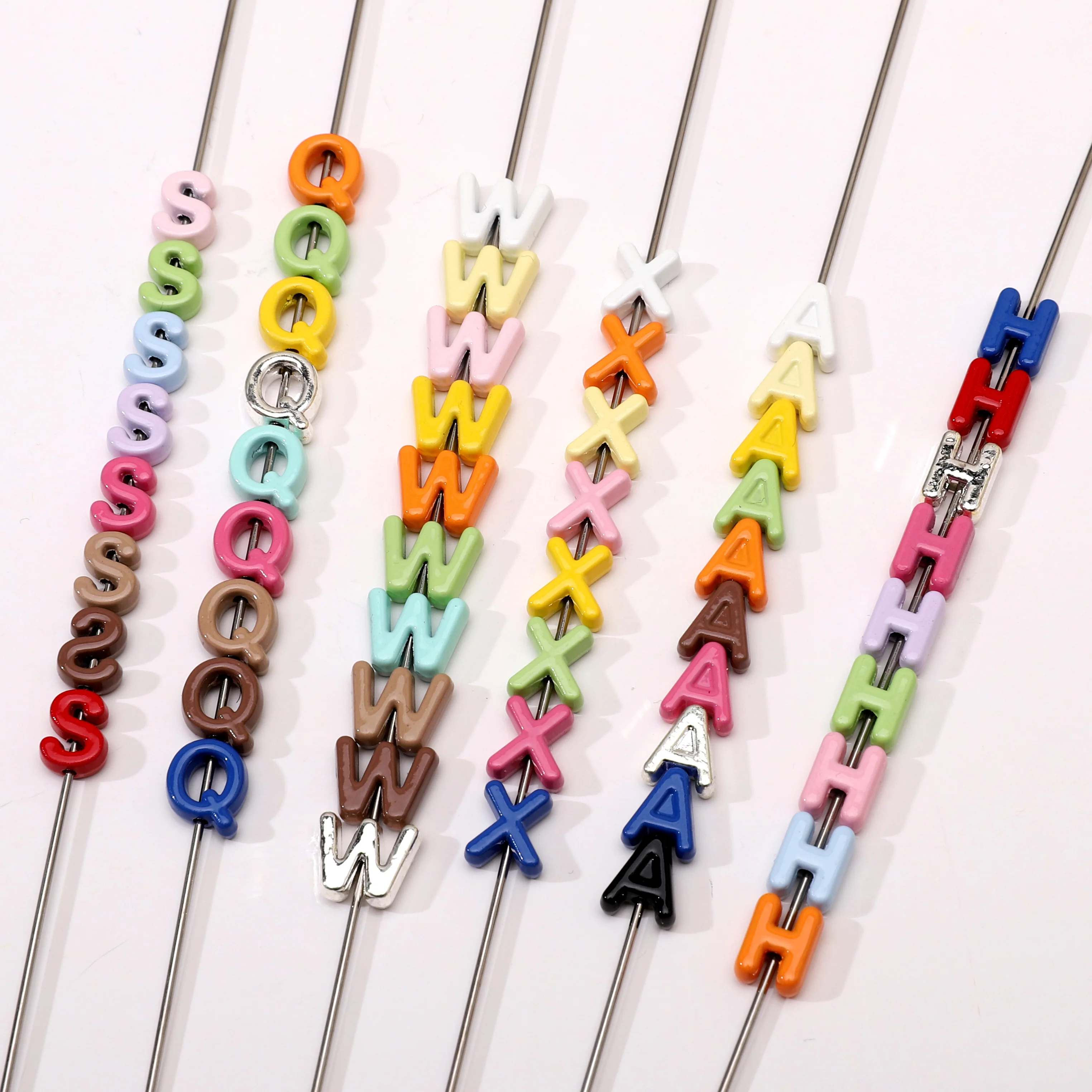 

5pcs Alloy Letter Beads Charms Mixed Color beading Bracelets Keychain Jewelry Making Loose Spacer Beads DIY Materials