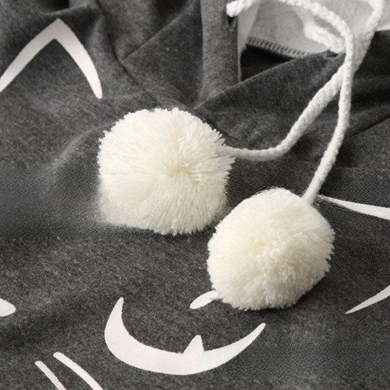 Faionable Pet Printed Sweatirt with Large kets Hooded Autumn Winter Casual Sle A-Line Dr Polyester Fabric Ci Walk