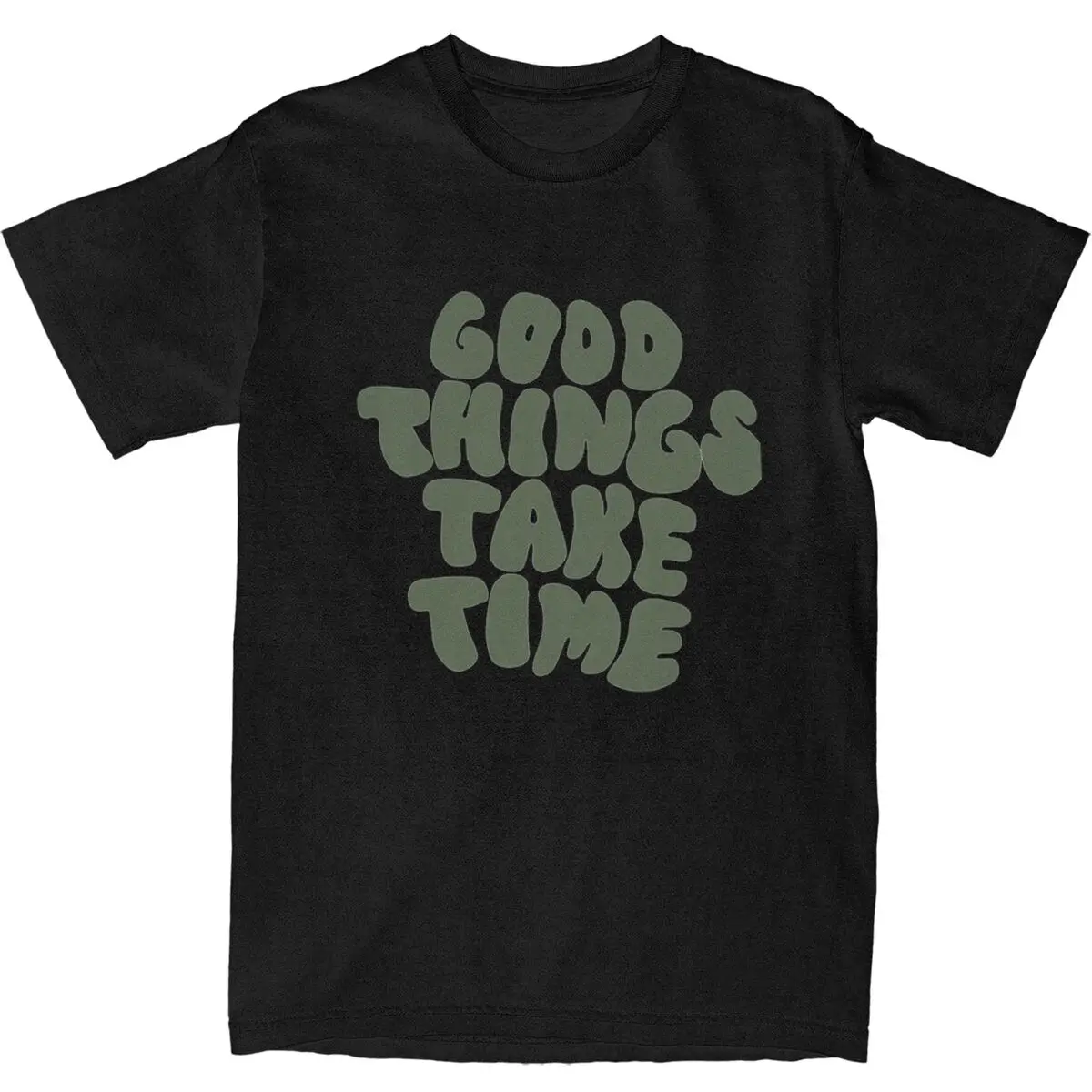 Couple T-Shirt Good Things Take Time Pattern T Shirts Hip Hop Summer Tee Shirt Y2K Basic Print Pure Cotton Tops Gift