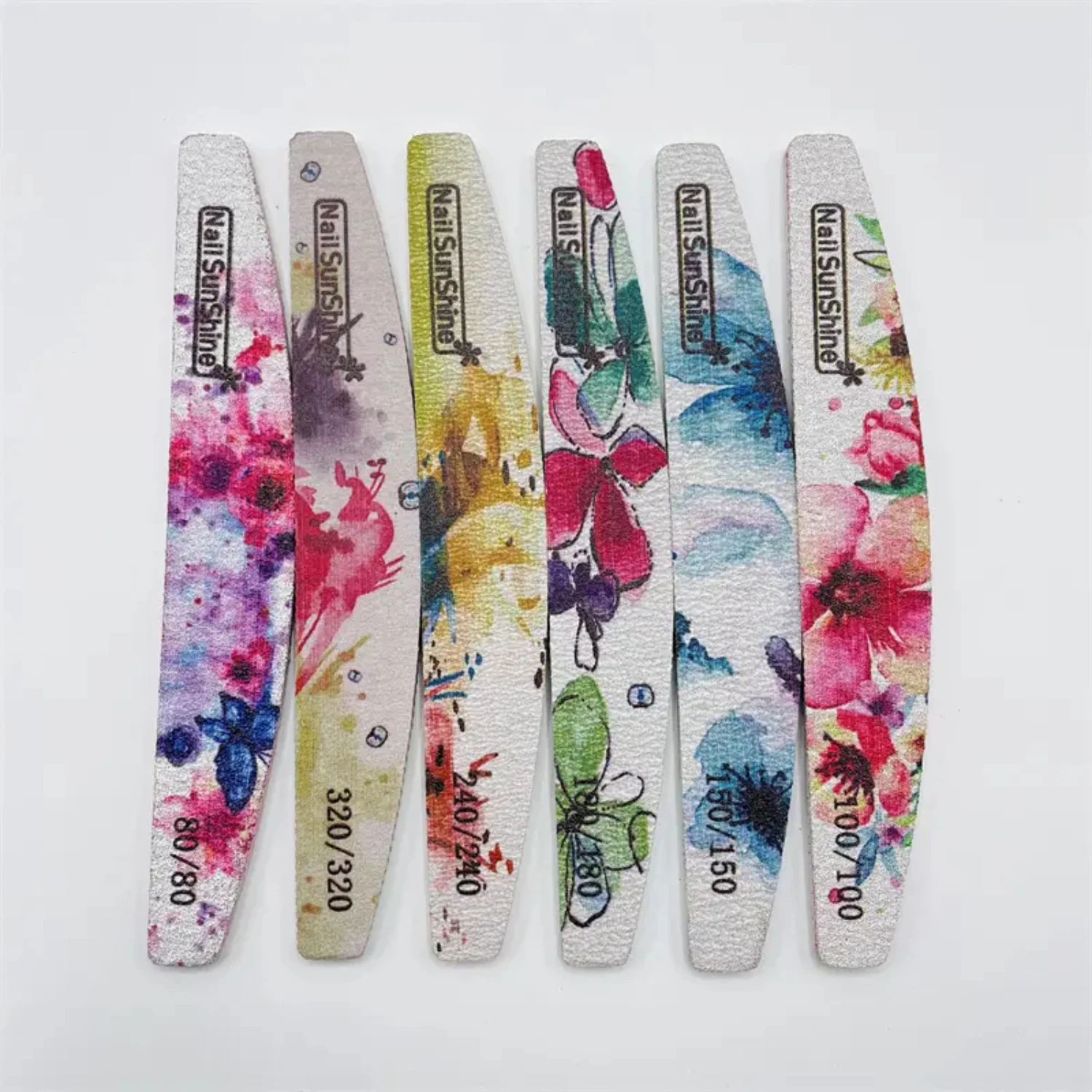 Professional 6-Piece Nail Files and Buffers Set with Various Grits and Flower Pattern Emery Board - Ideal for Home and Salon Man