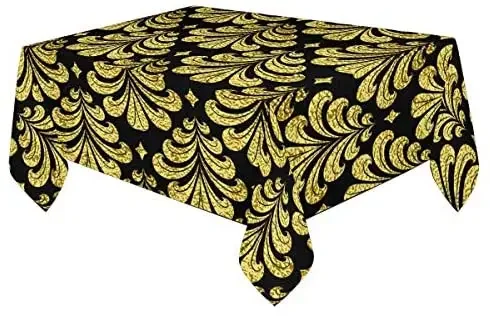 Gold Damascus Pattern Tablecloth Rectangle - Stain Resistant