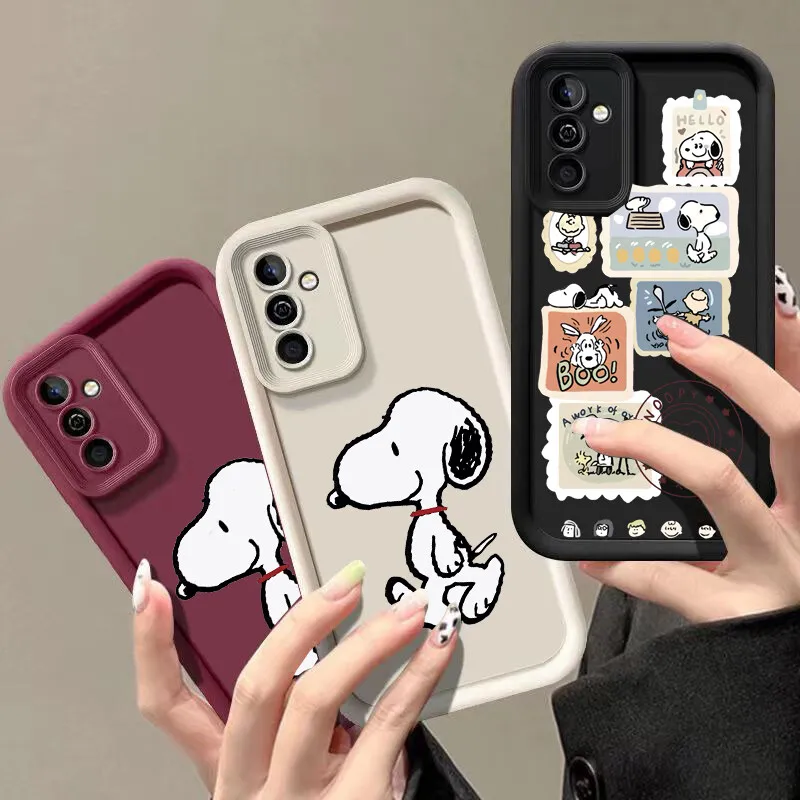 Cute Snoopy Silicone Phone Case for Samsung Galaxy S25 S24 S21 S20 S22 S23 Plus Note 20 Ultra 5G S20 S24 FE Cartoon Y2K Cover