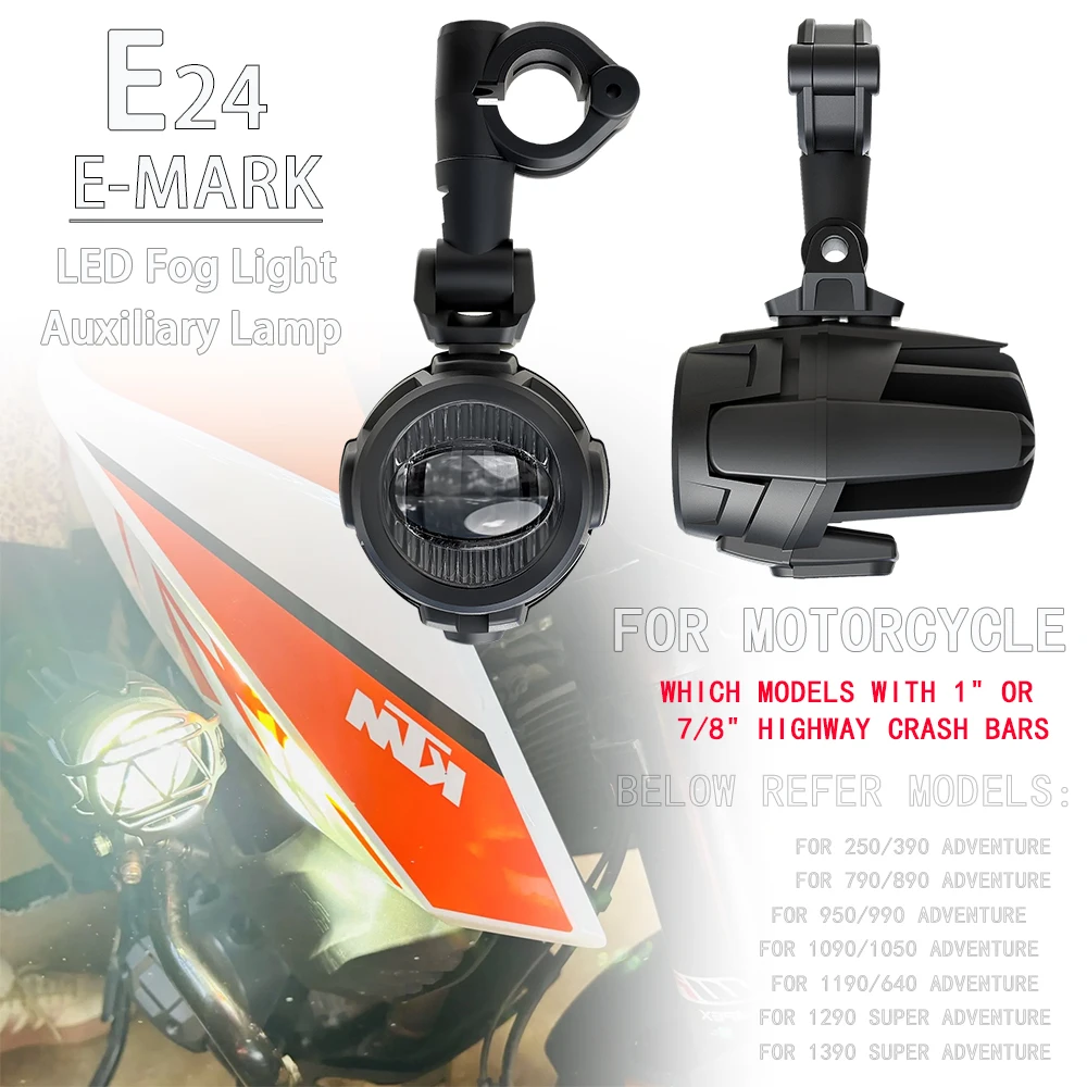 

E24 LED Fog Lamp Auxiliary Lights For KTM 1390 1290 Super Adventure R 790 890 390 250 1190 1090 990 640 Motorcycle Driving Light