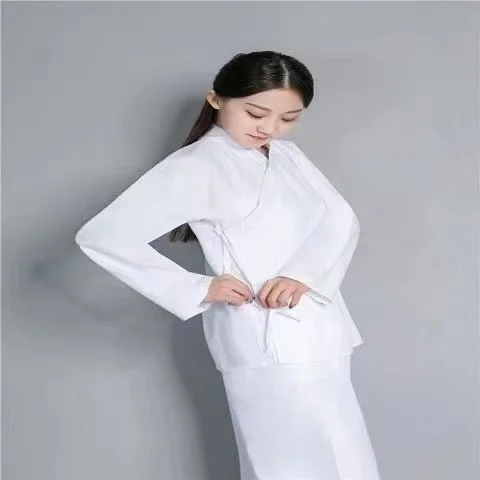 Conjunto de ropa interior Hanfu chino para hombres y mujeres, traje de dormir tradicional, lencería Unisex, disfraz de Base, ropa interior blanca, Tops, pantalones Hanfu