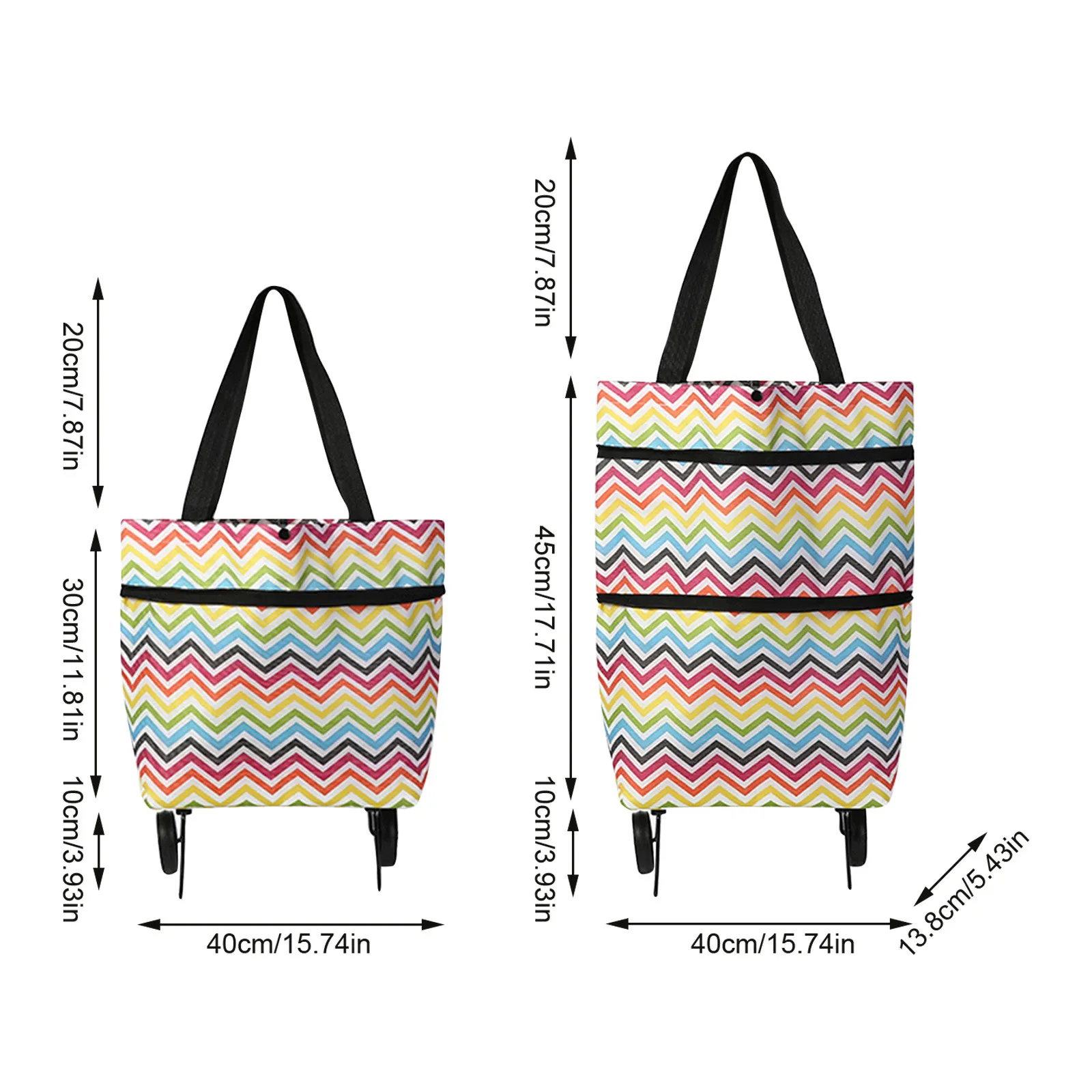 حقيبة عربة تسوق قابلة للطي 2 في 1 بعجلات - عربة متينة قابلة للطي لمحلات السوبر ماركت أو السفر أو الأخطاء اليومية