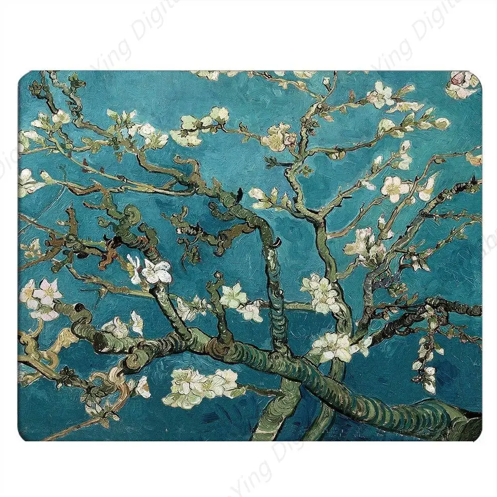 

Gaming Mouse Pad Van Gogh Art Oil Painting Almond Flower Mouse Pad Computer Desk Laptop Office Non Slip Rubber 25*30cm