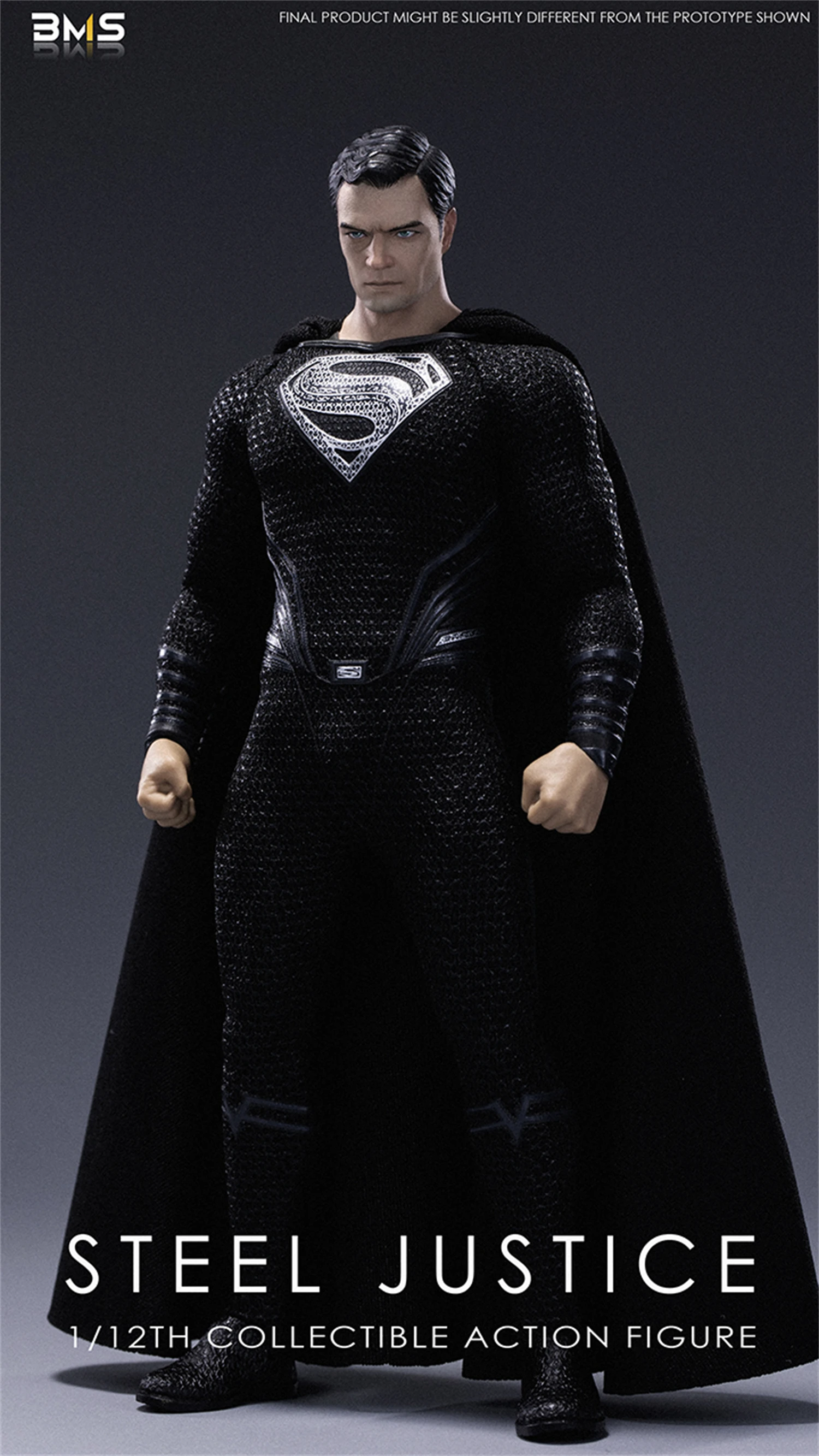 BMS 1/12เหล็ก Justice สีดำชุด Super Hero Clark ตุ๊กตาขยับแขนขาได้6นิ้ว Collection