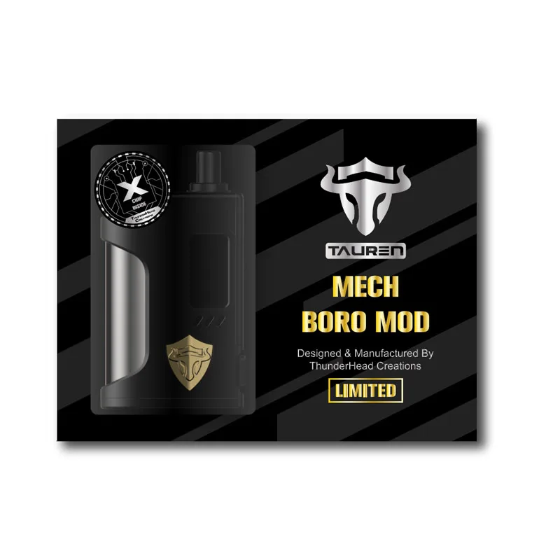 Оригинальный ThunderHead Creations Tauren Boro Mod X чип и Мех 2-в-1 Box Mod Kit Механический мод Электронные сигареты Испаритель