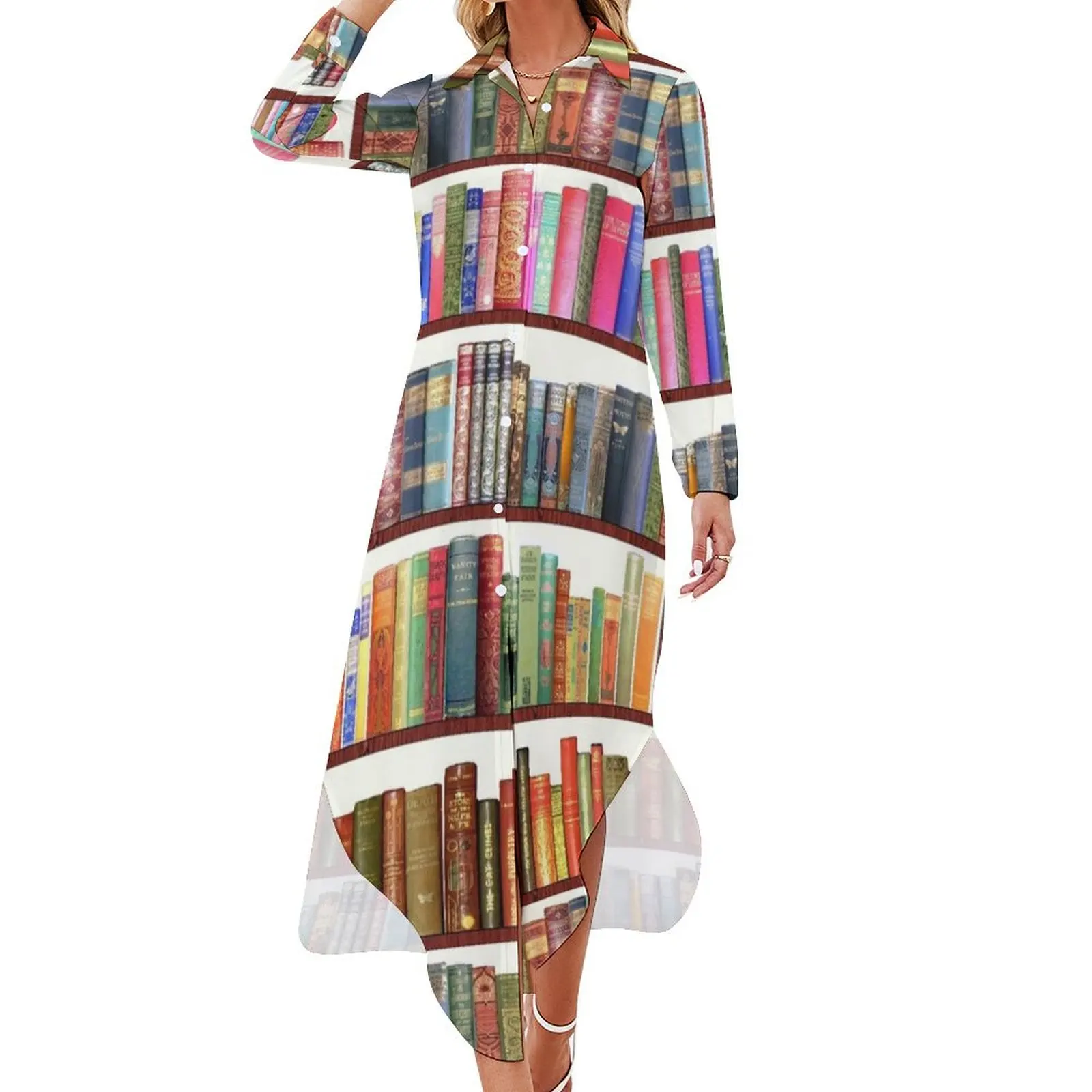 Jane Austen Antique Books Long Sleeved Shirt Dress Woman dresses summer dress woman 2024 Dance dresses