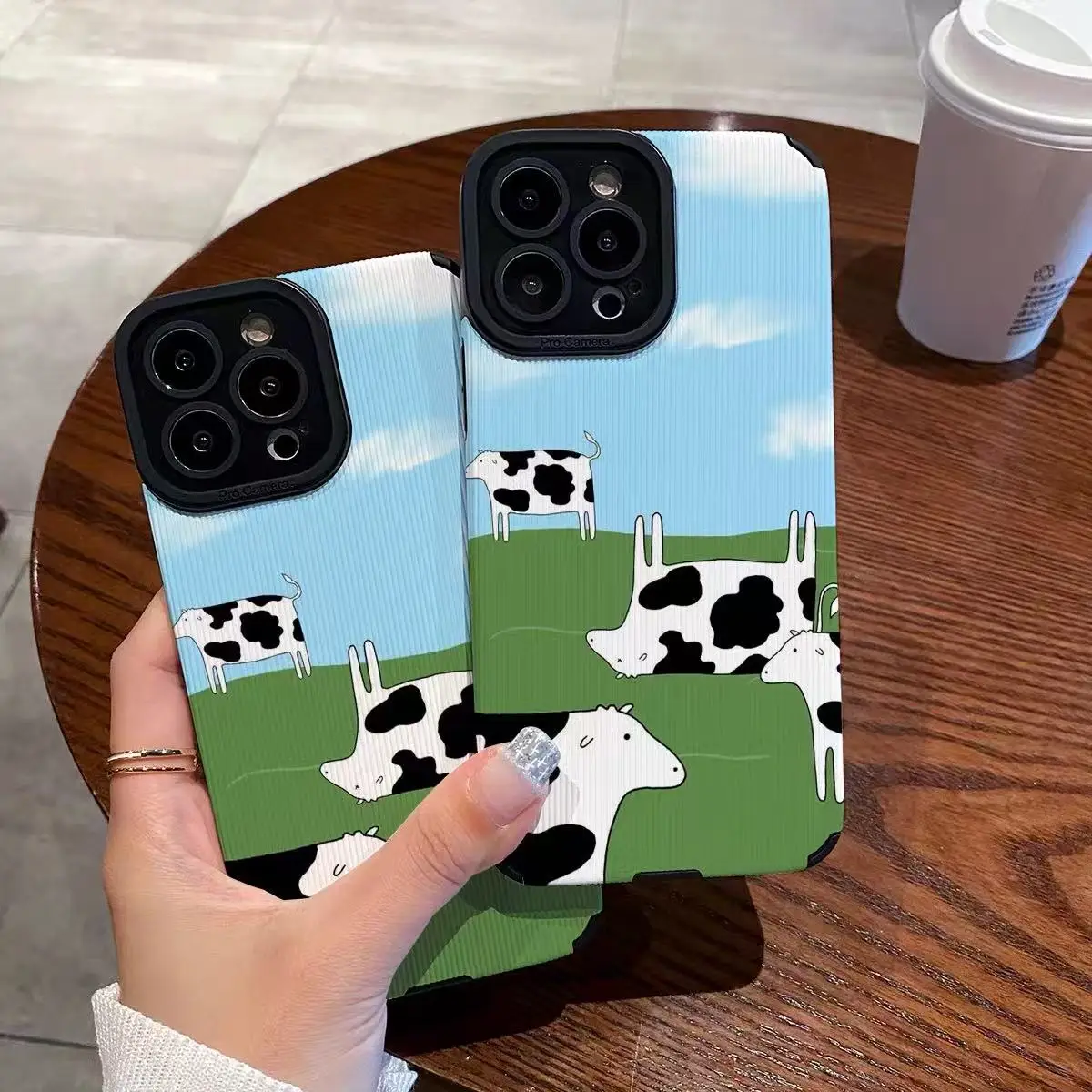 Funda de Silicona con Diseño de Vaca para iPhone 17 Air 12 13 14 15 11 16 Pro Max Plus Mini X XS XR 7 8 SE, Cubierta de Cuero Suave Antigolpes
