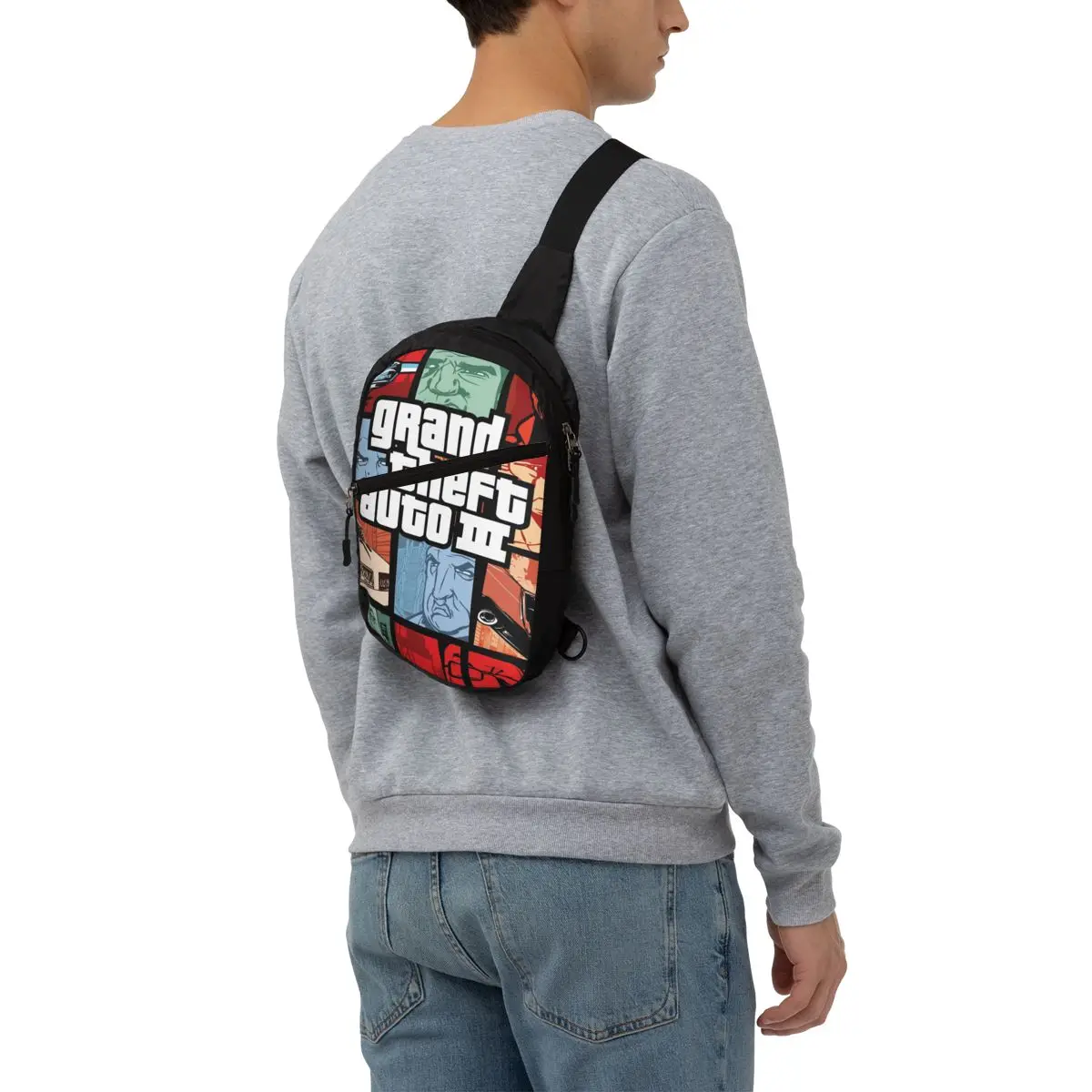 Grand Theft-Sac de poitrine à bandoulière personnalisé pour homme, sac à dos GTA Adventure Game, sac à dos de voyage initié