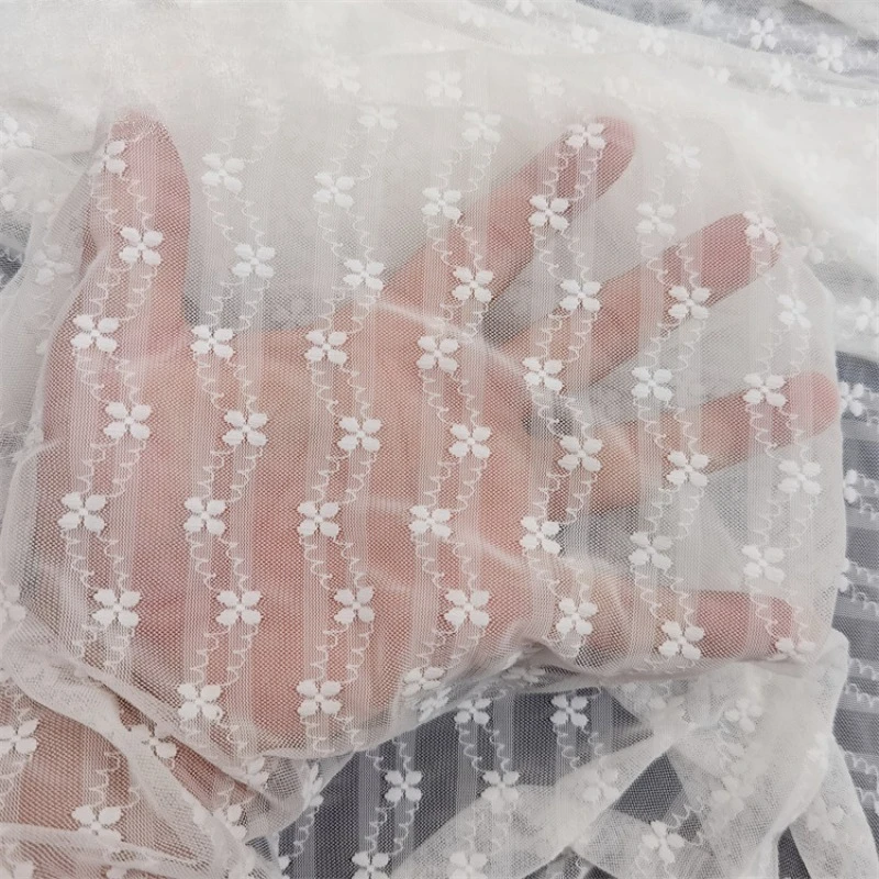 Mistlace Elastic Jacquard Mesh Fabric Wave Vertical Strip Flower Nylon Spandex Tulle Stretch Net for Women Lingerie ,Dress ML282