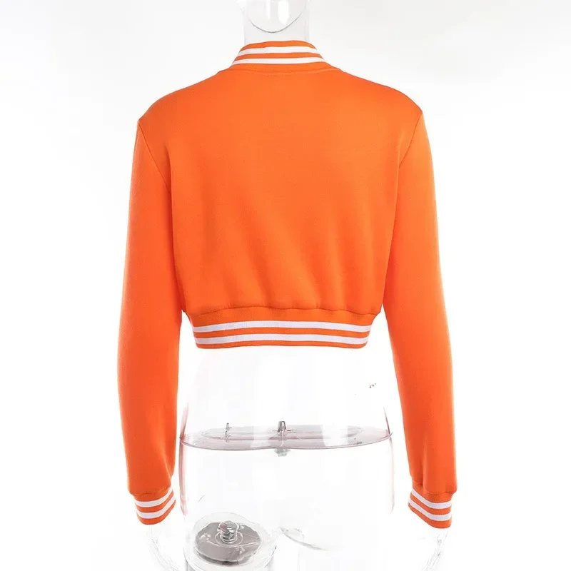 Y2k Vintage Varsity Jackets 2023 Fashion Autumn Winter Clothes Women Orange Blue Cropped Jacket Cute Coat baseball jacket New