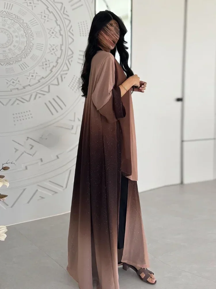 Eid Abaya musulmana cárdigan para mujer Jalabiya Marruecos Vestidos de fiesta Dubai Abayas brillantes Kaftan Vestidos árabe vestido largo 2024