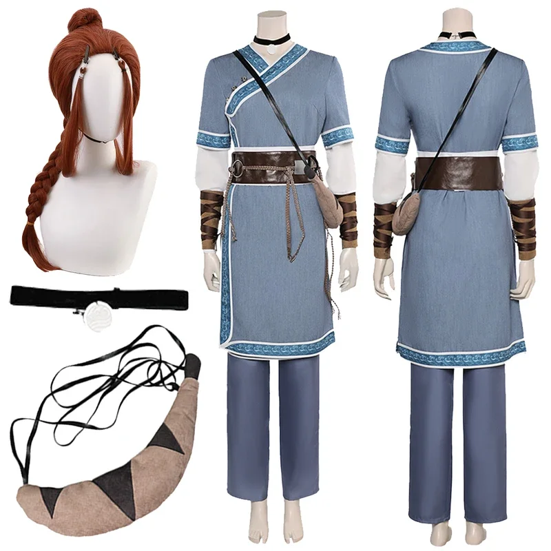 

Katara Cosplay Fantasy Belt Wristband Suits 2024 TV Last Cosplay Airbender Costume Adult Women Roleplay Fantasia Outfits