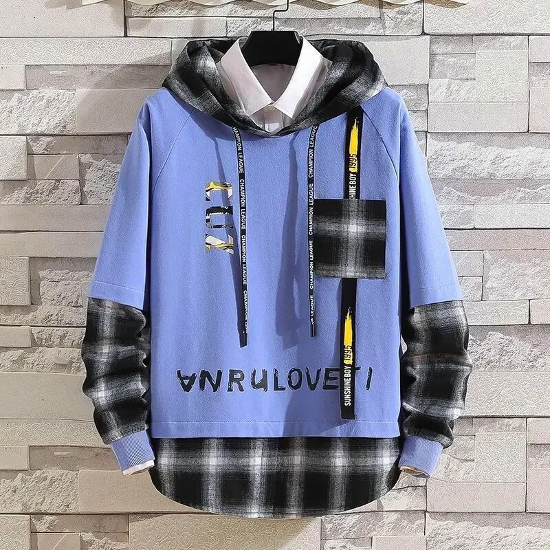 Sports Suits Jogging Male T Shirt Alphabet Pants Sets Hooded Clothes for Men Plaid Top Stylish Tracksuit Original Brands Cool S