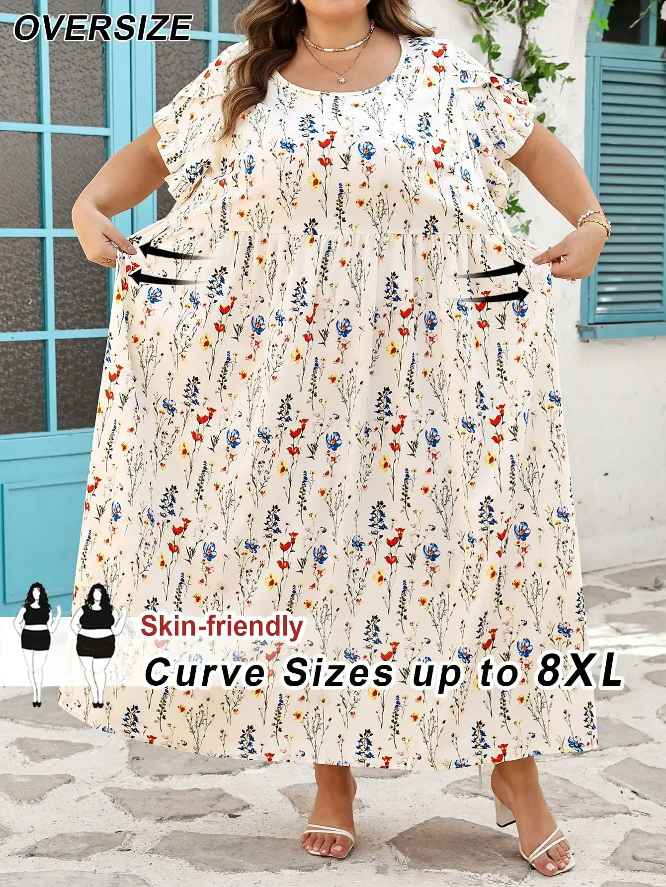 

Floral Print Loose Fit Bohemian Maxi Dress For Summer Beach Vacation