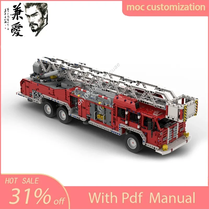 

3502PCS MOC Aerial 709 Fire Engine Build Truck Model Building Blocks Speed Vehicle Bricks Toys Kids Adult Holiday Gifts