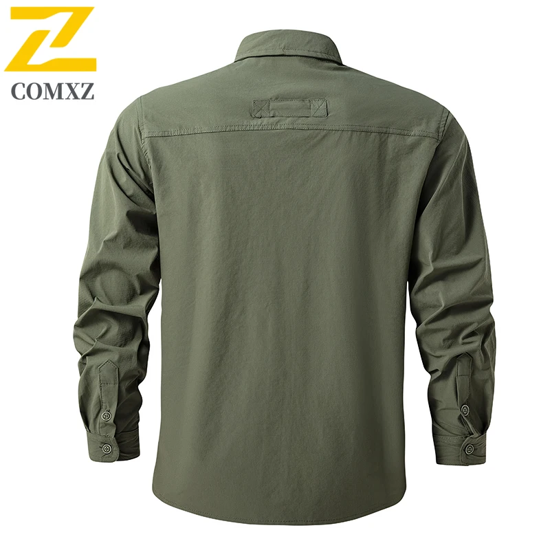 high quality Shirt Men's 2025 Spring and Autumn New Fashion Lap Button Shirt Jacket Male Casual Outdoor Camping Pocket Work Coat