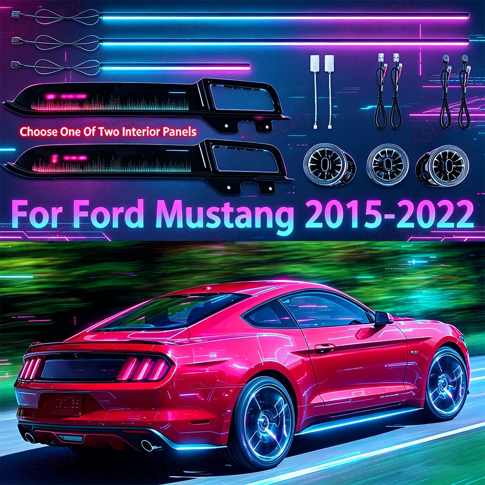 Symphony RGB Ambient Light For Ford Mustang 2015-2022 Acrylic 13 LEDs App Control Passenger Trim Interior Neon Decor LED
