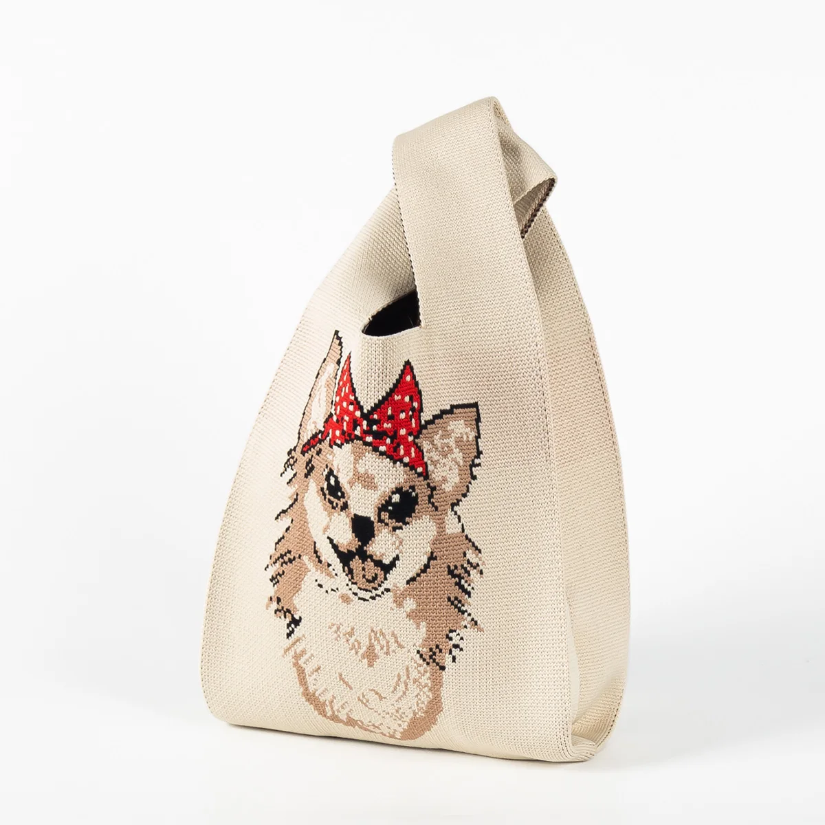 

Cute and Lively Dog Animal Knitted Handbag, Simple and Elegant, Casual and Versatile, Breathable, Soft and Foldable Fabric, Suitable for Daily Commuting, School, Travel, Sports, Shopping, and Taking Photos, Versatile for All Seasons, Portable and Practica