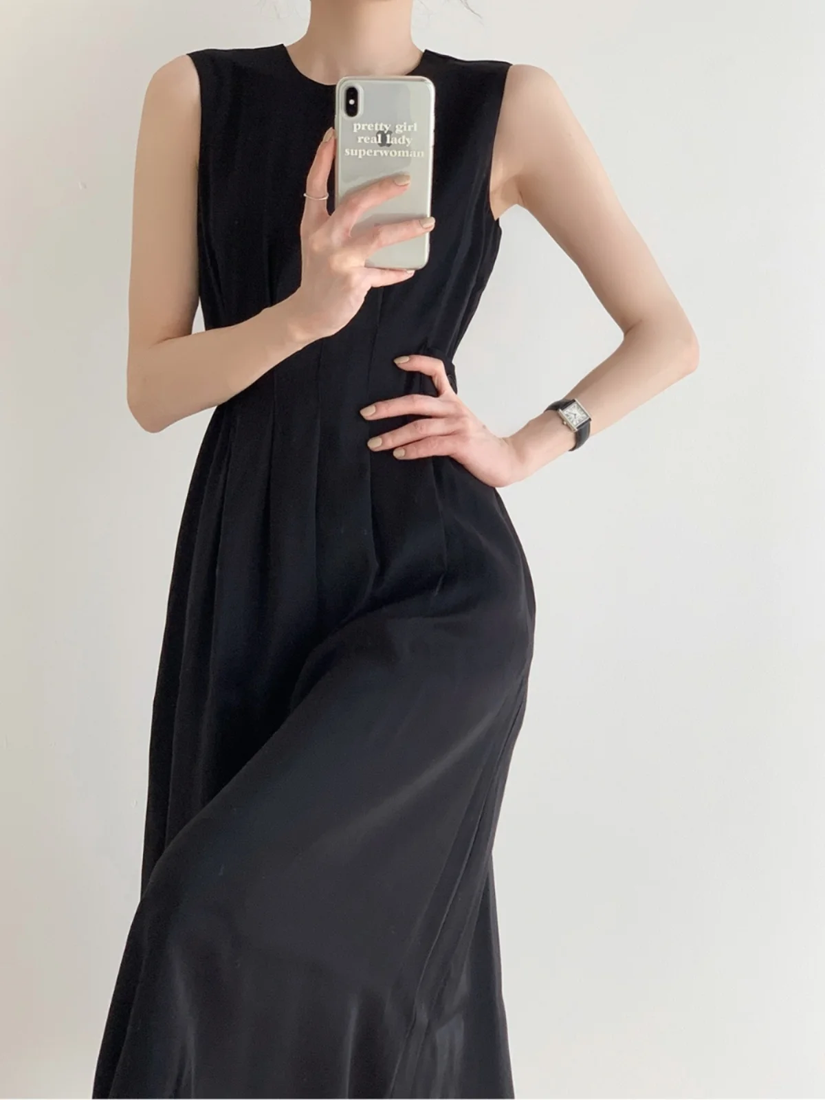 Bla A-Line Dr المرأة الصيف Svel الخصر مقطعة استراحة الشاي طويلة Dr عالية الخصر جولة Ne Vintage Sle Dr