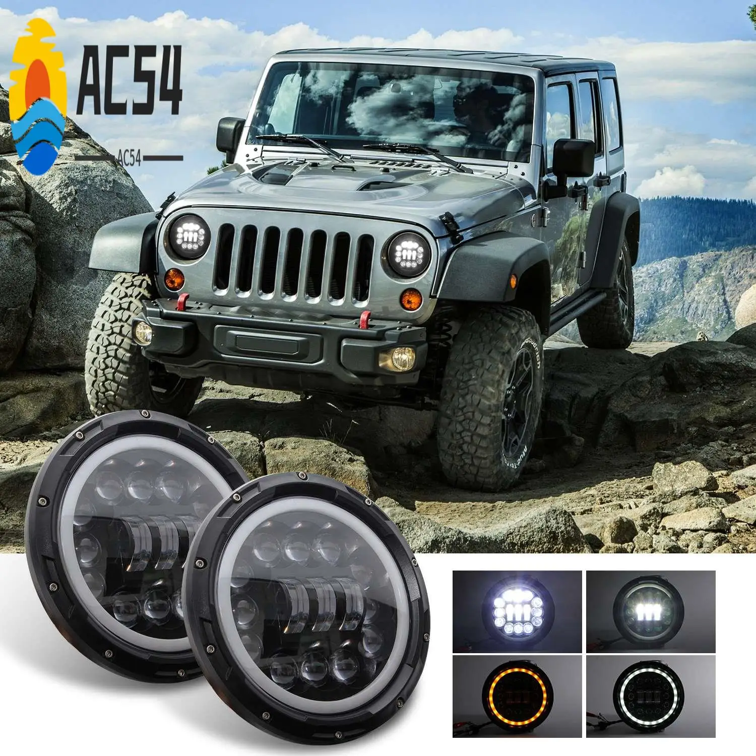 

AC54-H4 400W 7Inch LED Head Light Lamp With For Lada Niva Urban 4X4 Suzuki Samurai For Jeep Wrangler Off Road