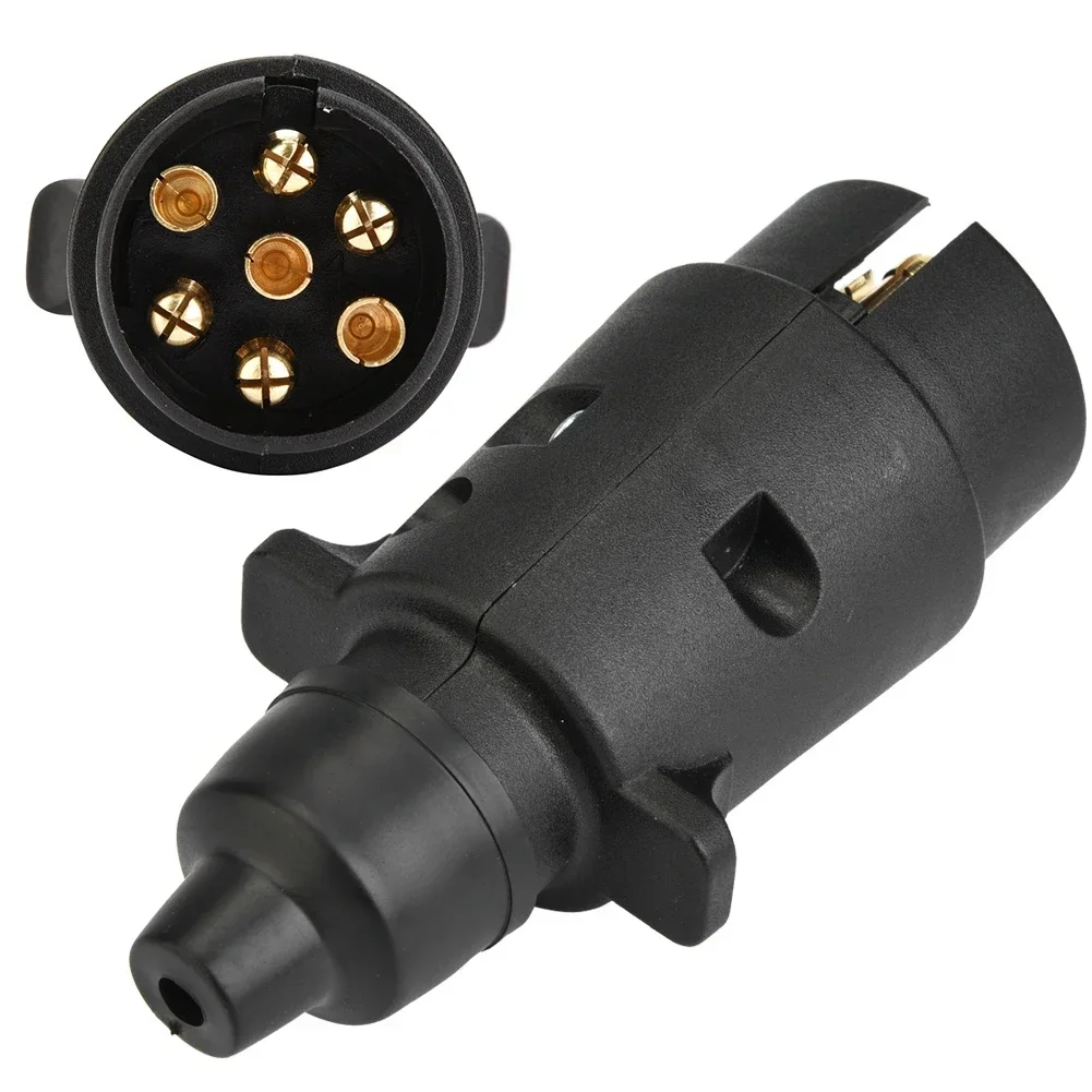 7 Pin Trailer Plug, European Standard 7 Way Connector, 12V Brass Caravan Socket, for Truck RV Towing Lighting
