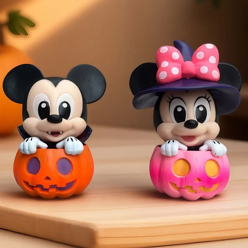 Poupée Disney Mickey Stitch, citrouille, Halloween, ornements de bureau, boîte aveugle, cadeau, beau dessin animé mignon, nouveau Style, Niche