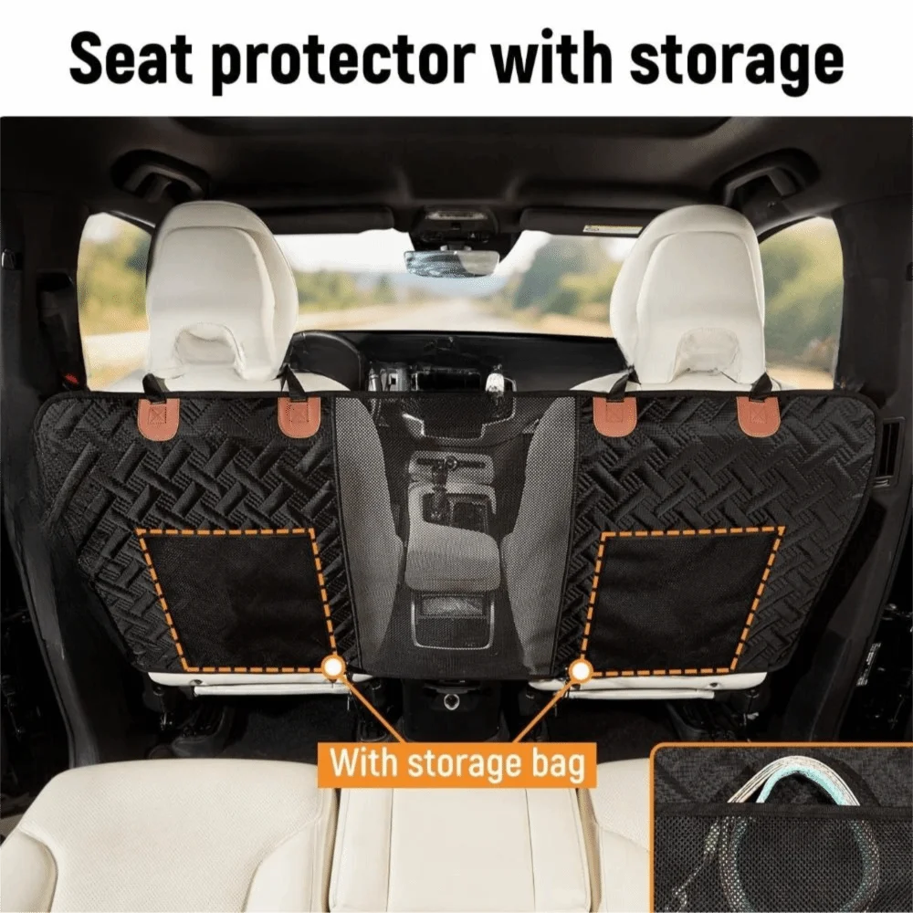Multifunctional Dog Car Barrier Mesh With Storage Pockets Separation Net Universal Fit Multi Pocket Storage Pet Isolation Net